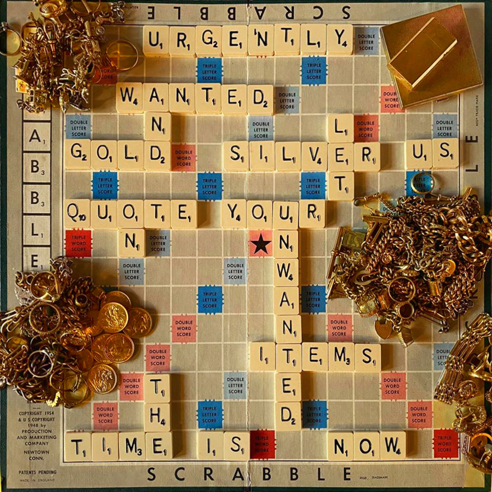 Scrabble Board - Gold Buy and Sell -Ampthill Antiques Emporium